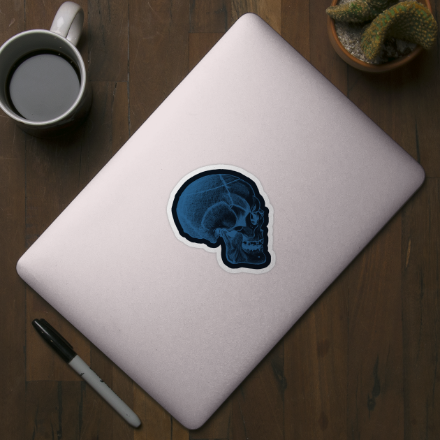 Side Skull Sketch - Blue/Dark by Designs by Kat